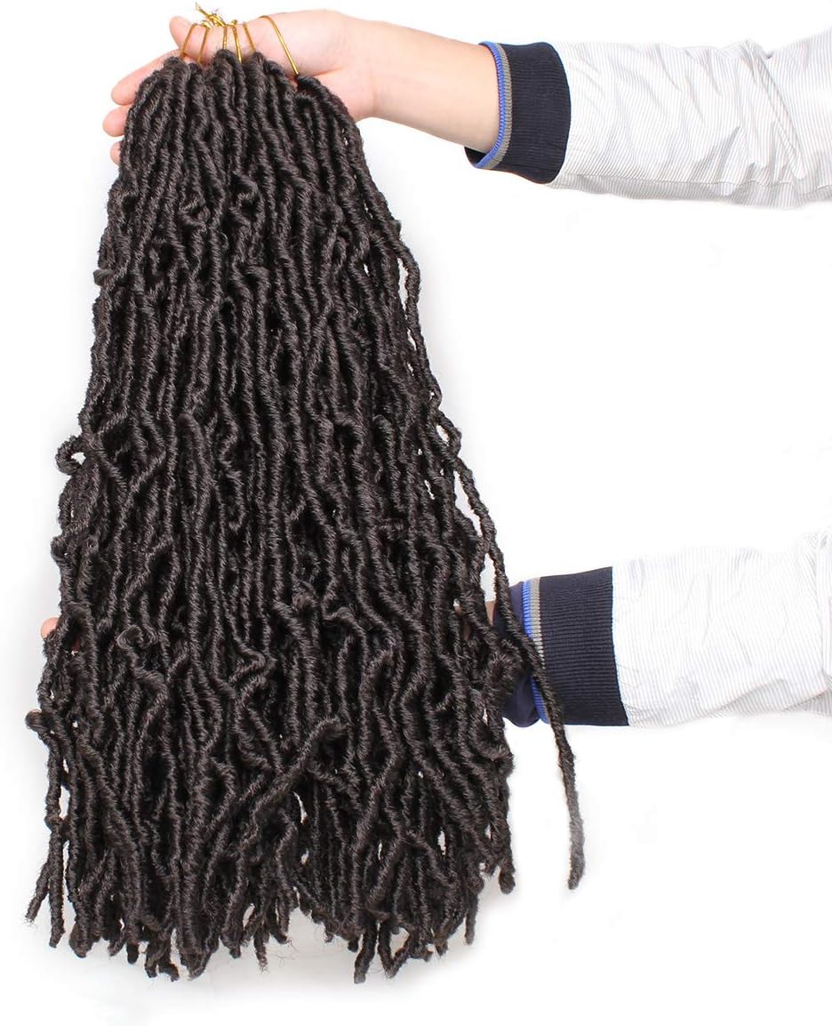 Xtrend 18 Inch 7Packs Nu Faux Locs Crochet Braids Hair Synthetic Dreadlocks Braiding Hair Fashion Goddess Distressed Faux Locs Curly Wavy Hair Extensions 12strands/pack 4# - Image 3