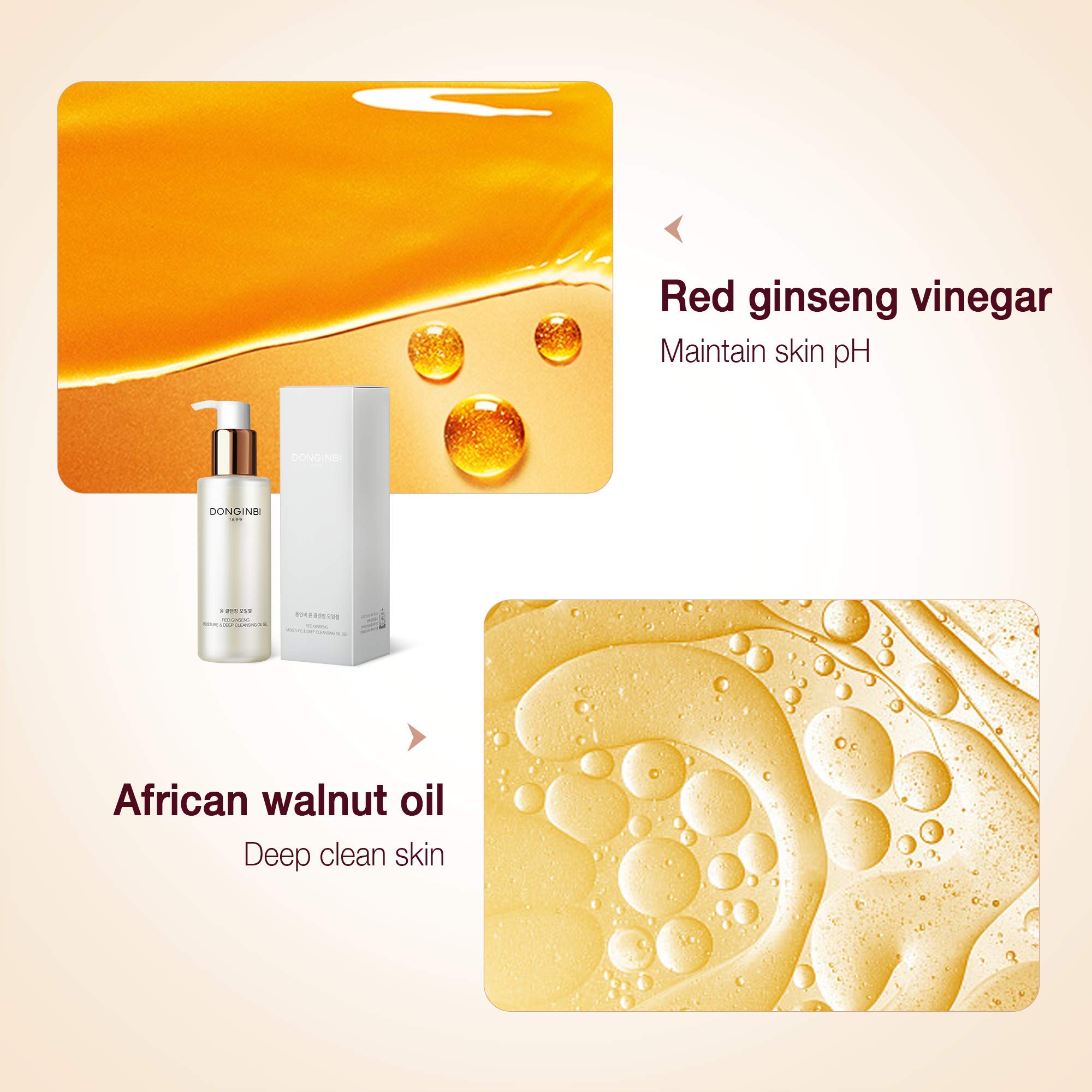 Donginbi Red Ginseng Moisture & Deep Cleansing Oil Gel - Mild, Non-Greasy, Moisturizing Face Cleanser with Natural Ingredients, Removes Makeup, Korean Skin Care 6.7 Fl.Oz(200ml) by Korea Ginseng Corp