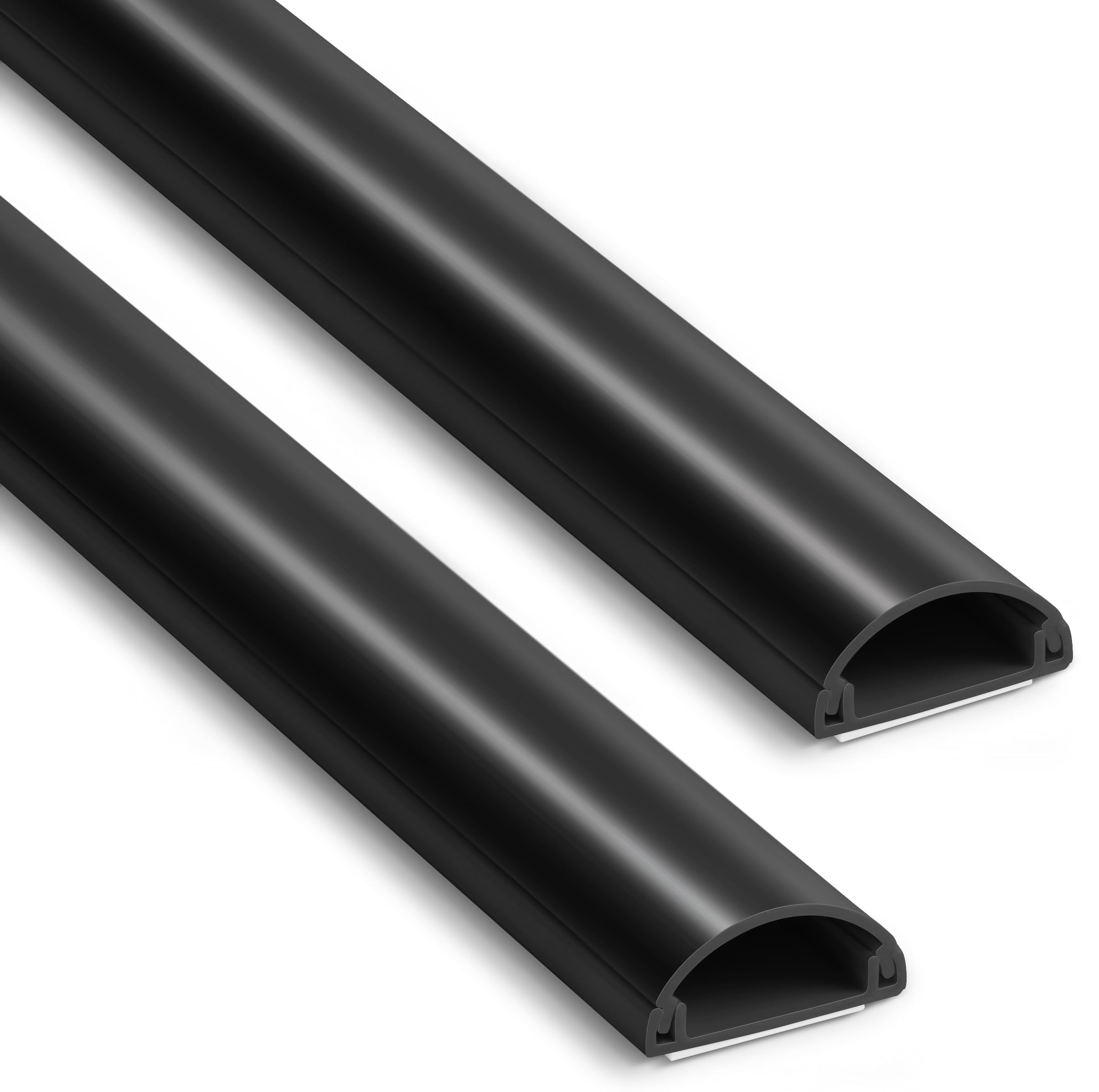 ZhiYo 42.5in Cord Covers for 1-2 Wires on Wall, 1" W x 0.4" H, Black