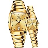 OLEVS Couple Watch Men and Women His and Her Watches Set Analog Date Diamond Stainless Steel Waterproof Luminous Wrist Watch