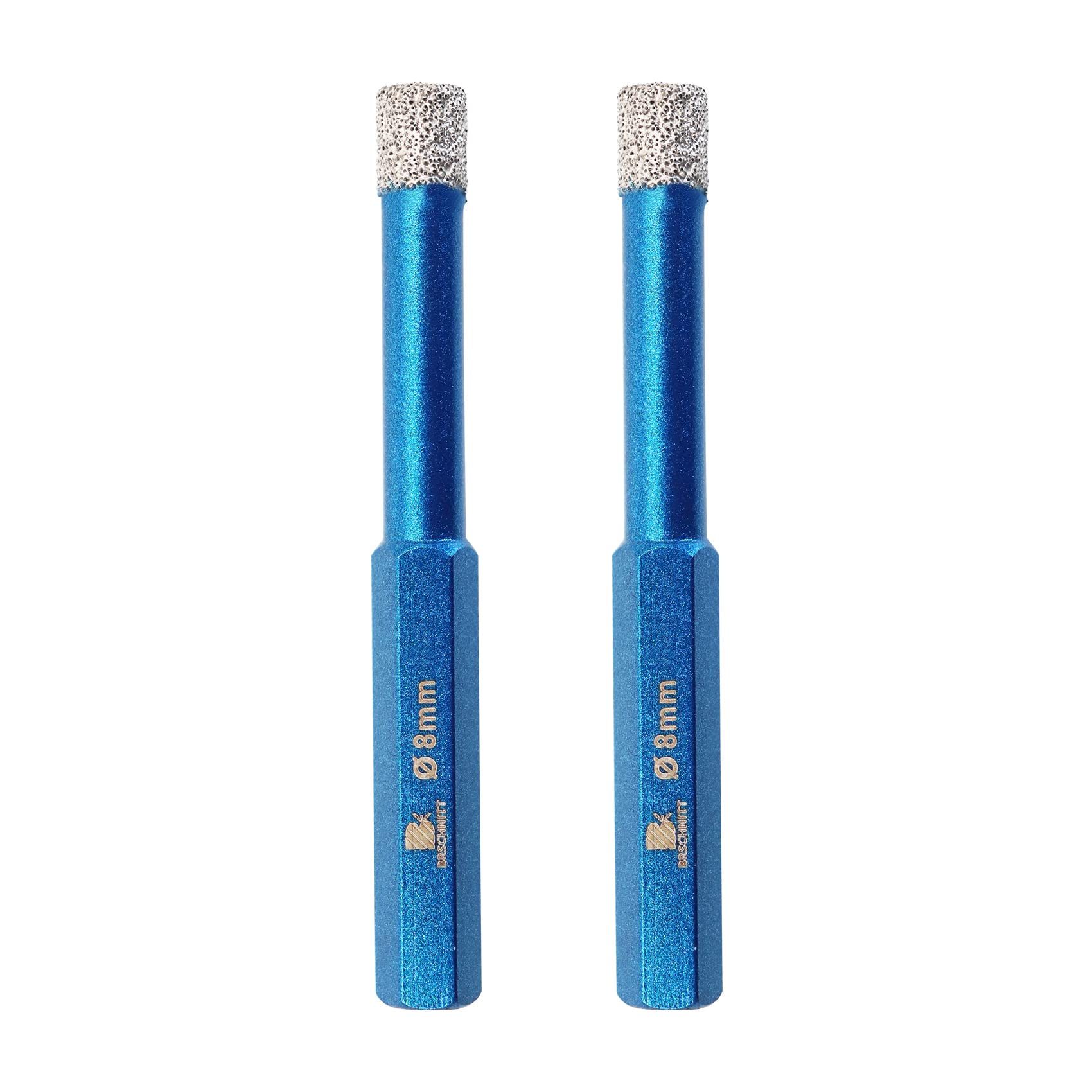 BRSCHNITT 2pcs 8mm Diamond Hole Saw Core Drill Bit Set for Porcelain Tile, Ceramic, Stone, Granite, Marble - Hex Shank Dry Drilling — image 1