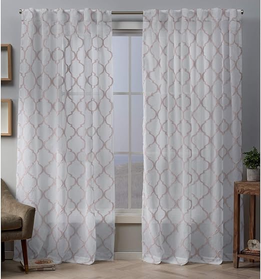 Amazon Com Exclusive Home Curtains Aberdeen Sheer Woven Trellis