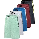 Real Essentials Men’s 5 Pack: 9" Dry-Fit Shorts – Athletic Gym, Workout, Basketball, Running, Casual Lounge Active Pockets