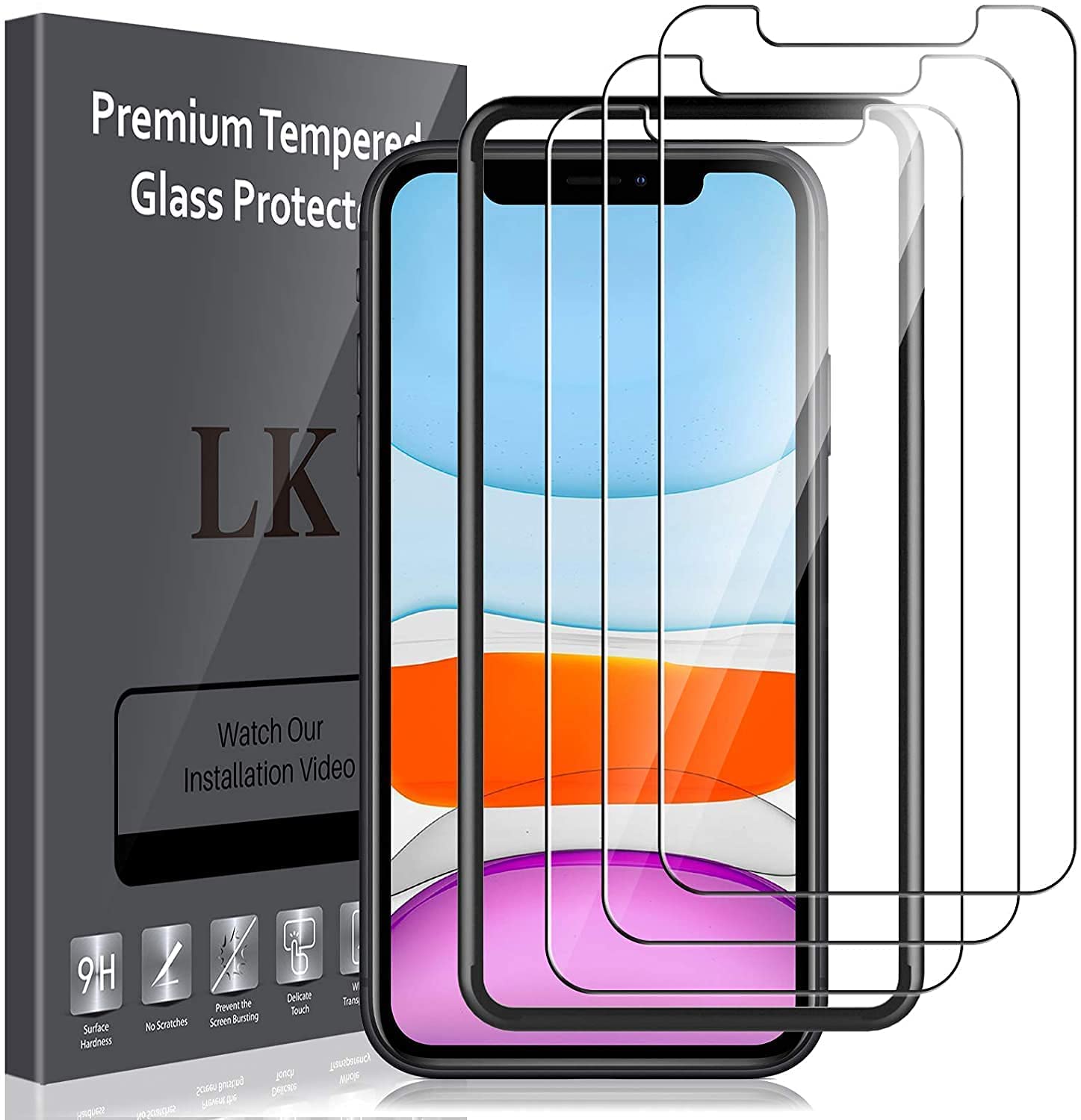 LK 3 Pack Screen Protector compatible for Samsung s21, 9H HD Clear Scratch Tempered Glass, Bubble-Free Easy Installation Tool — image 1