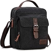 RAVUO Small Messenger Bag for Men, Water Resistant Canvas Satchel Purse Vintage Shoulder Crossbody Bag for Travel Work