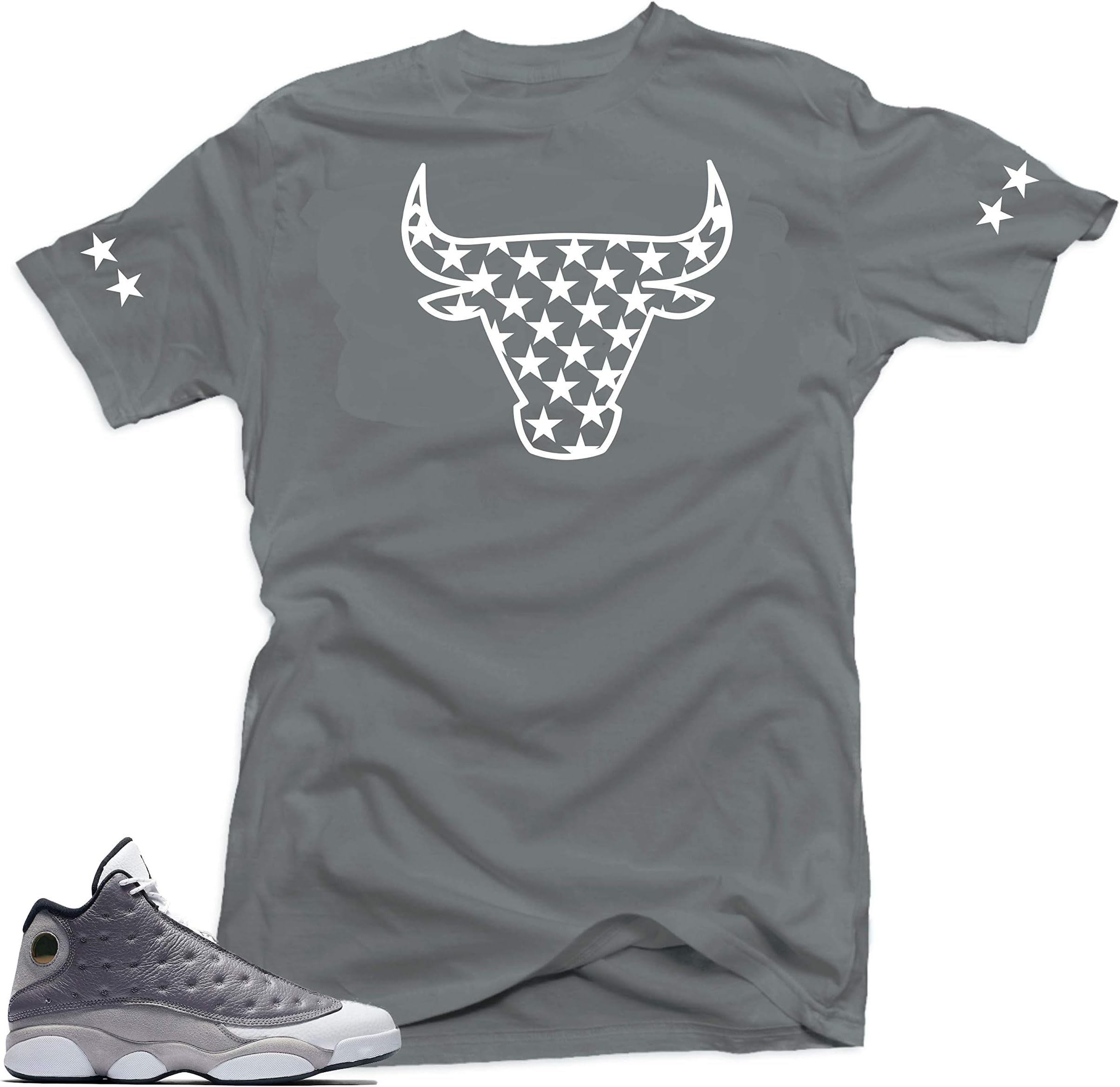 Jordan 13 Atmosphere Grey Retro Match Shirts-Bull Stars Grey Shirts
