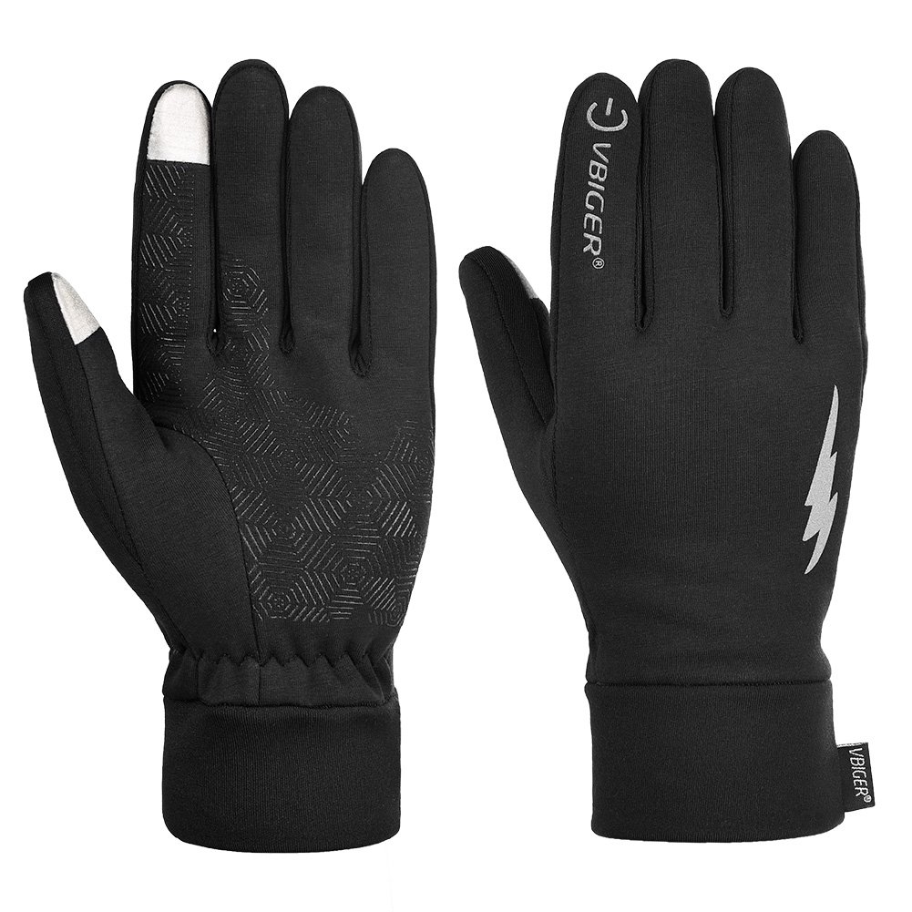 Vibger gants d\'hiver gants professionnels à l\'écran tactile Gants sport d\'hiver Running Gants en vélo pour hommes et femmes, Noir 1, Large