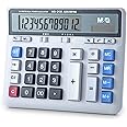 M&G Desktop Calculator 12 Digits Extra Large LCD Display, Dual Solar Power and Battery, Mechanical Calculator with Big Buttons, Battery Include, Basic Financial Calculator for Office Home School