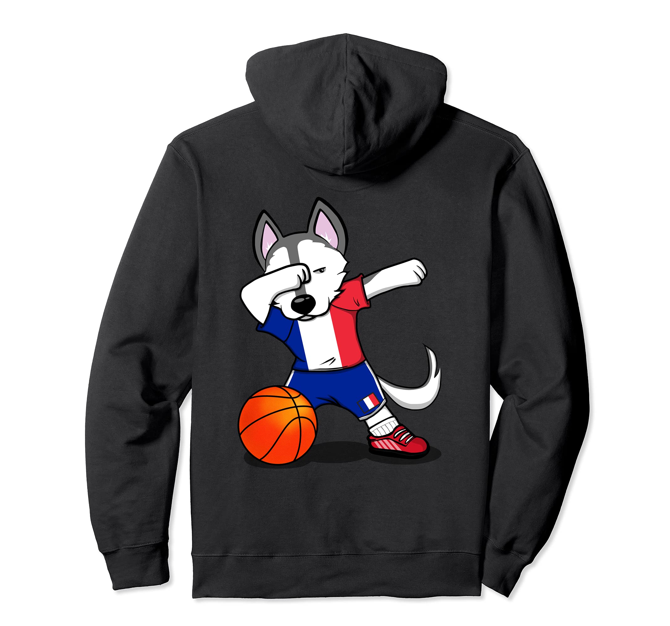Dabbing Husky France Basketball Fans Jersey - French Flag Pullover Hoodie