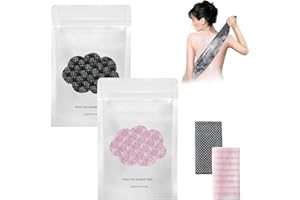 Exfoliating Shower Towel 47", Dual-Texture Long Body Scrubber for Back & Face, 2-in-1 Exfoliating Washcloth and Body Scrubber