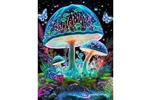 Suyaloo Mushroom Diamond Art Painting Kits for Adults - 5D Round Full Drill Diamond Dots Paintings for Beginners,DIY Butterfly Diamonds Gem Art for Adults Home Wall Decor 11.8x15.7inch