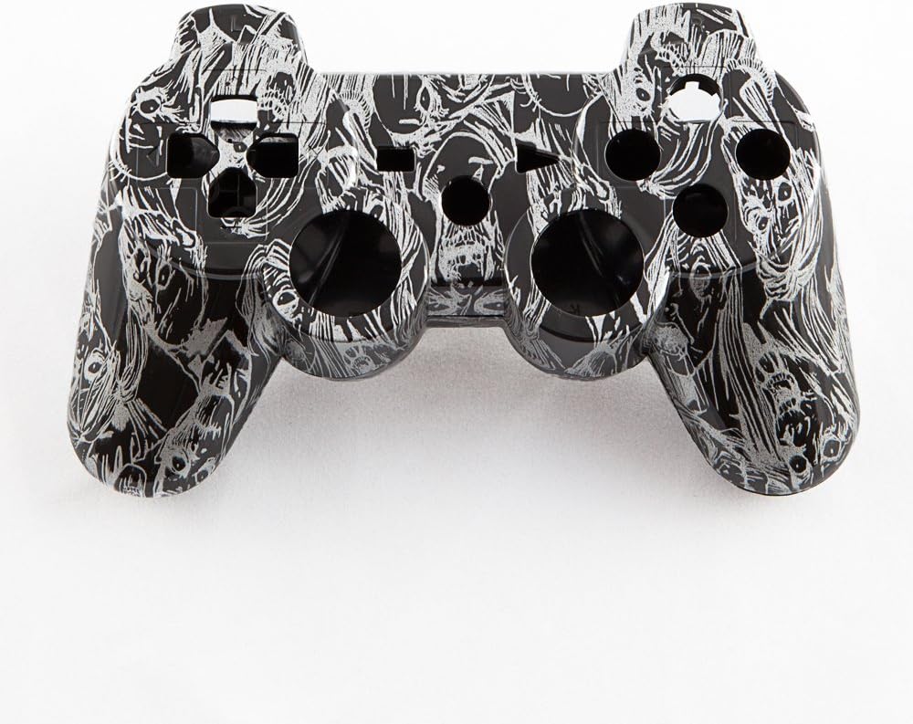 Silver Zombies on Black Hydro-Dipped Custom Controller Shell for PS3