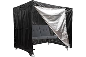 WEIMELL Outdoor Swing Cover 3 Triple Seater Waterproof Garden Patio Proch Swing Cover All Weather Protection 3 Seat Swing Canopy Covers Black (L86 x D60 x H72 inches)