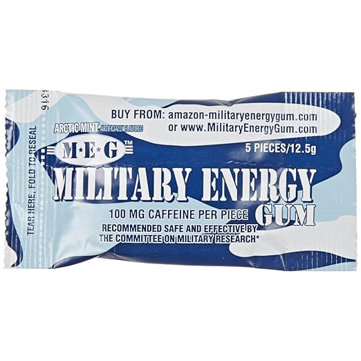 STAY ALERT Military Caffeine Energy Gum Arctic Mint 12 Packungen