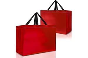 Nush Nush Extra Large Red Gift Bags – Set of 12 Reusable Extra Large Gift Bags With Handles - Perfect XL Goodie Bags for Christmas Gifts, Thanksgiving, Birthday Party Favors – 15.5W x 6D x 12H