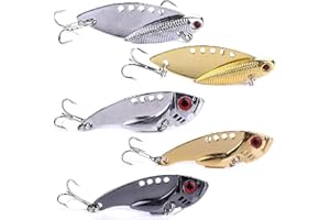 LURESMEOW Fishing Lures Blade Bait for Bass Walleye Trout for Freshwater Saltwater Metal Hard Blade Baits Fishing Blade Lure Spoons 5PCS with Box