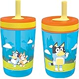 Zak Designs 15oz Bluey Kelso Tumbler Set, BPA-Free Leak-Proof Screw-On Lid with Straw Made of Durable Plastic and Silicone, P