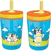 Zak Designs 15oz Bluey Kelso Tumbler Set, Leak-Proof Screw-On Lid with Straw Made of Durable Plastic and Silicone, Perfect Bundle for Kids, 2 Count (Pack of 1)