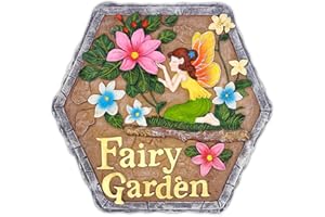 OrnamentallyYou Elegant Resin Stepping Stone, Outdoor Garden Pathway Decoration (Fairy Kisses and Flowers Garden Stepping Stone, 9.5" Outdoor Decoration Statue)
