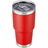 Cool Yoleb 30 oz Tumbler with Lid Stainless Steel Tumblers Vacuum Insulated Cup Reusable Powder Coated Travel Mug Double Wall Leak Proof Portable Cups Keep Cold Drinks for 12 Hours, Wine Red, 1 Pack