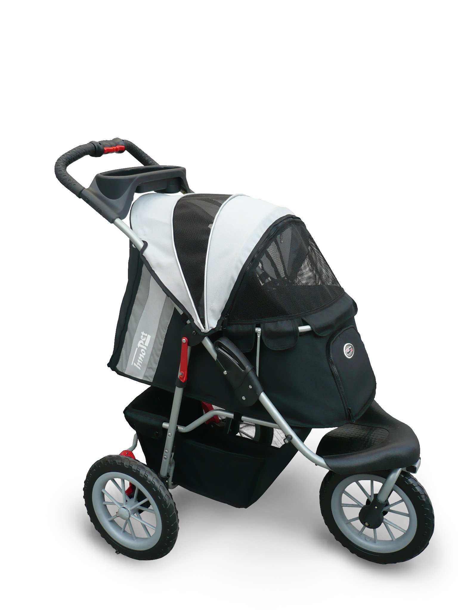 Innopet Large Dog Pram - Sporty Dog Stroller - Dog Pushchair - Pet Stroller - Foldable Dog Buggy - Pet Pram Dog Trolley for Large/Medium Dogs and Cats - IPS-070, Black/Silver, Comfort EFA Organizer UK