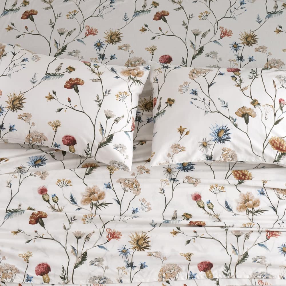 Photo 1 of DAUAOTO Cotton Sheets Set Twin XL Printed Bedding Sets, Up to 14" Deep Mattress, Foral Botanical Pattern Bedlinen for Twin Extra Long Bed