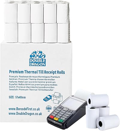 Double Dragon 57x40mm Premium Thermal Till Receipt Rolls Pack of 20