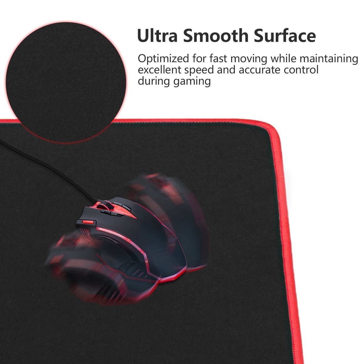 Gaming Mouse Pad, Vellepro XLarge Computer Extended Keyboard Mouse Mat Mousepad, Stitched Edges - Non-Slip Water-Resistant Rubber Base, 31.5 x 11.8 x 0.12 inch - Black