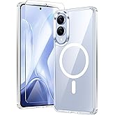 FNTCASE for Samsung Galaxy S25-Edge Case: Clear Magnetic Military Grade Drop Protection Anti Yellowing Cell Phone Cover - Rugged Shockproof Protective Bumper Transparent Phonecase