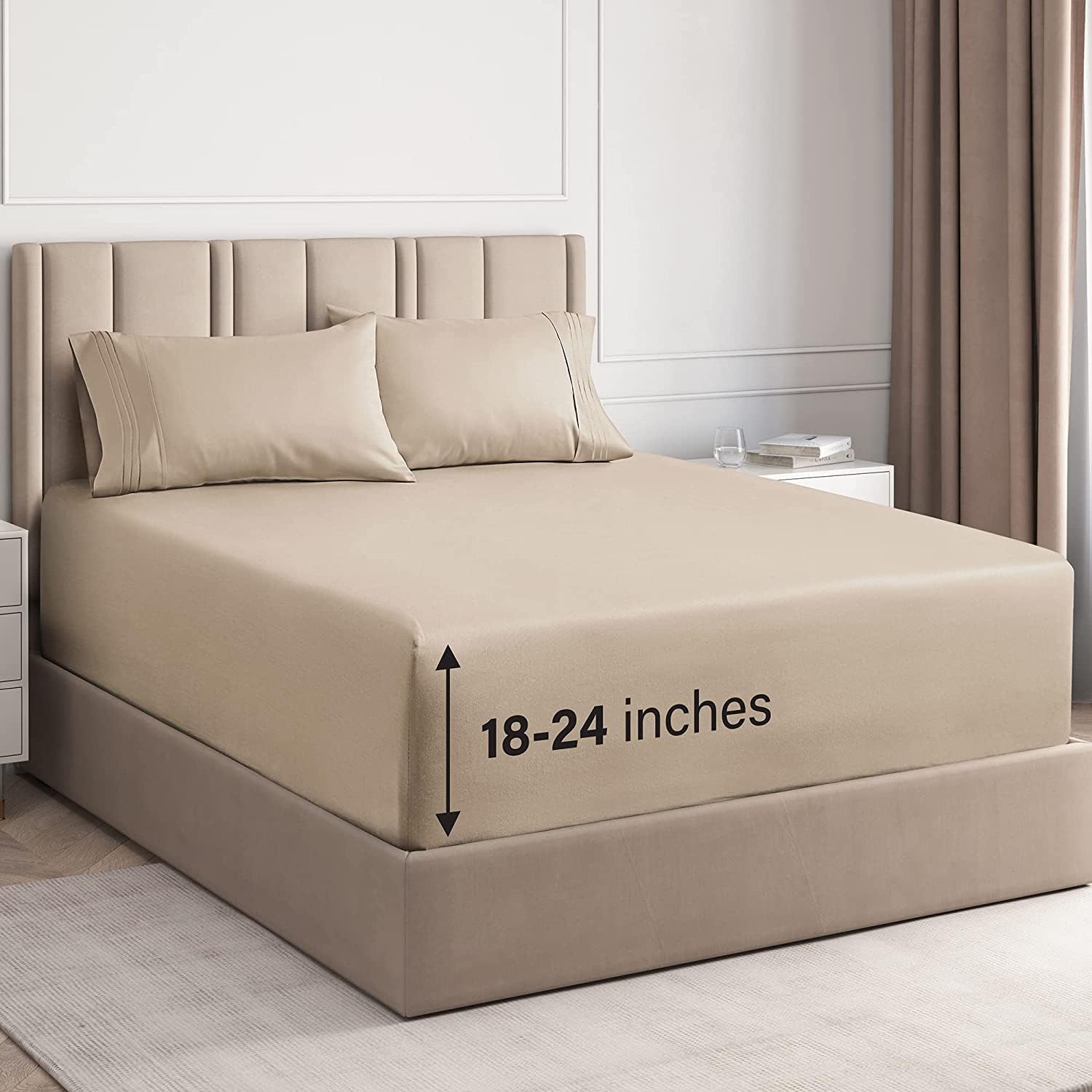 Extra Deep Pocket Twin Sheets - 4 Piece Sheet Set - Easily Fits Extra Deep Mattresses — image 1