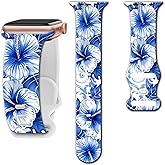 Floral watch Bands Compatible with Apple Watch Band for women 44mm 40mm 38mm 41mm 45mm 49mm 42mm, Silicone Cute Flower Pattern Sport Strap for iWatch Bands Series Ultra 2 SE 11 10 9 8 7 6 5 4 3 2 1