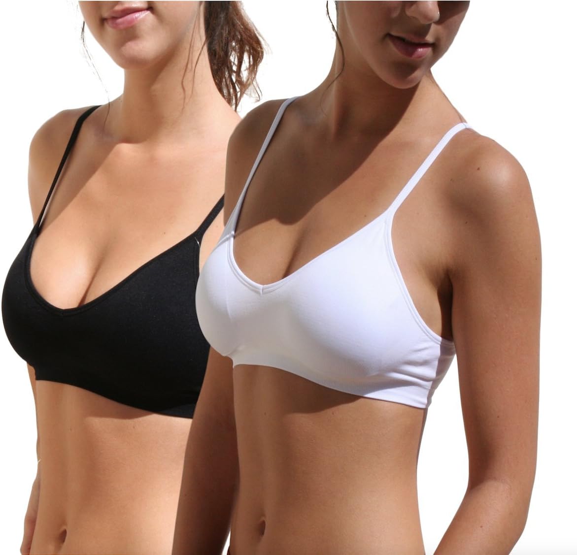 Blue 55Women's Bralette Wireless Padded Bra Top Sexy Everyday Basic Deep V-Neck