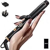 ORYNNE Mini Travel Curling Iron for Short Hair, 1 Inch Small Curling Iron with Dual Voltage, 5 Heat Settings, Temp Memory & Lock, Auto-Off, Ceramic Travel Curling Wand Infused Argan Oil (Rose Gold)