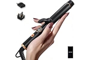 ORYNNE Mini Travel Curling Iron for Short Hair, 1 Inch Small Curling Iron with Dual Voltage & UK/EU Plug, 5 Heat Settings, Te