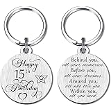 Laluminter Happy Birthday Gifts Keychain Presents for Girls Women Boys Men, Double Sides Engraved