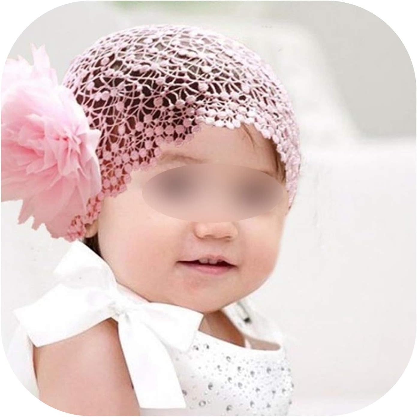 Infant Baby Girl Princess Headband Flower Toddlers Hair Band Crochet Pink Turban,As Shown