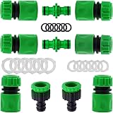YAAVAAW 10Pcs Garden Hose Tap Connector Kit 1/2in 3/4in 2-in-1 Quick Connect