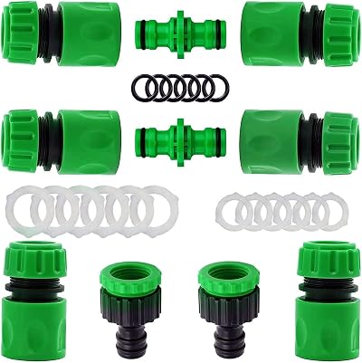 YAAVAAW 10Pcs Garden Hose Tap Connector Kit 1/2in 3/4in 2-in-1 Quick Connect