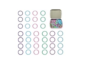 Wonafa 50Pcs Round Metal Stitch Markers,Metal Colorful Crochet Stitch Markers,with Storage Box for Crocheting Clothing Tag DIY Craft Project (Orbicular-50Pcs)