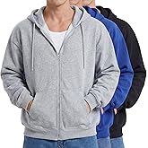 Taiyin 3 Pack Men's Lightweight Fleece Full Zip up Hoodie Long Sleeve Sweatshirt with Pockets for Men