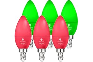 BLUEX BULBS 6 Pack LED Red Green Light Bulb - 4W (40Watt Equivalent) - E12 Base Red Green LED Bulb, Party Decoration, Porch Holiday Lighting, Candelabra Bulbs Non-Dimmable