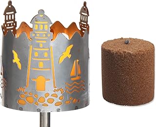 Novaliv Gartenfackel Leuchtturm Feuerschale Metall mit Stiel und Brennmittel