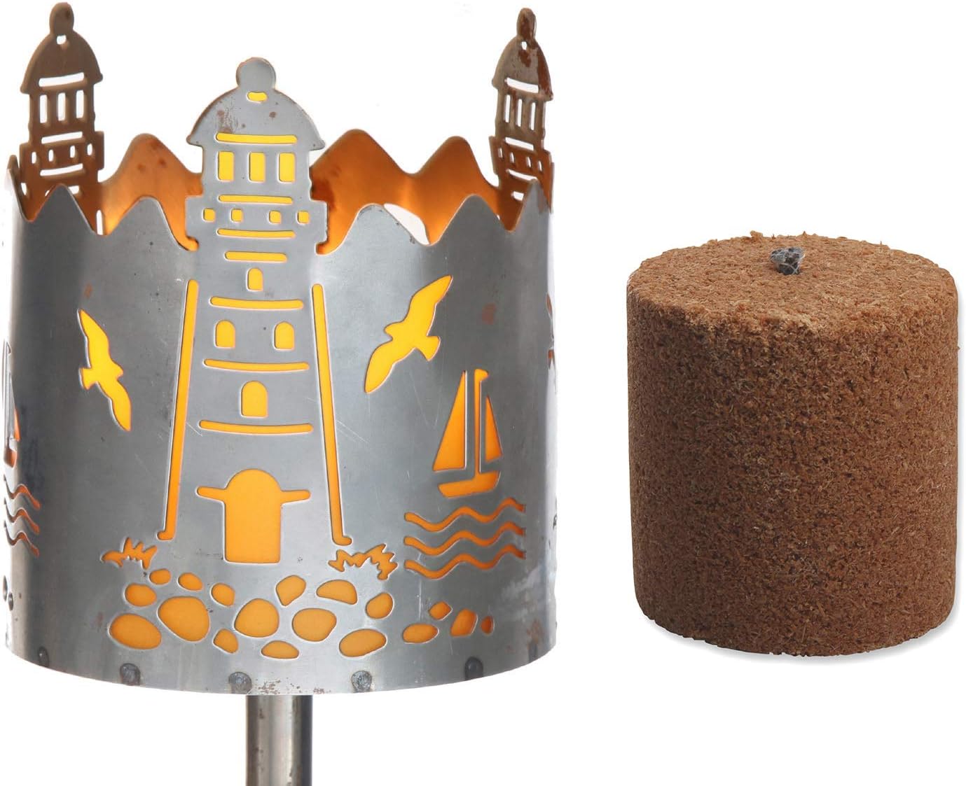 Novaliv Gartenfackel Leuchtturm Feuerschale Metall mit Stiel und Brennmittel