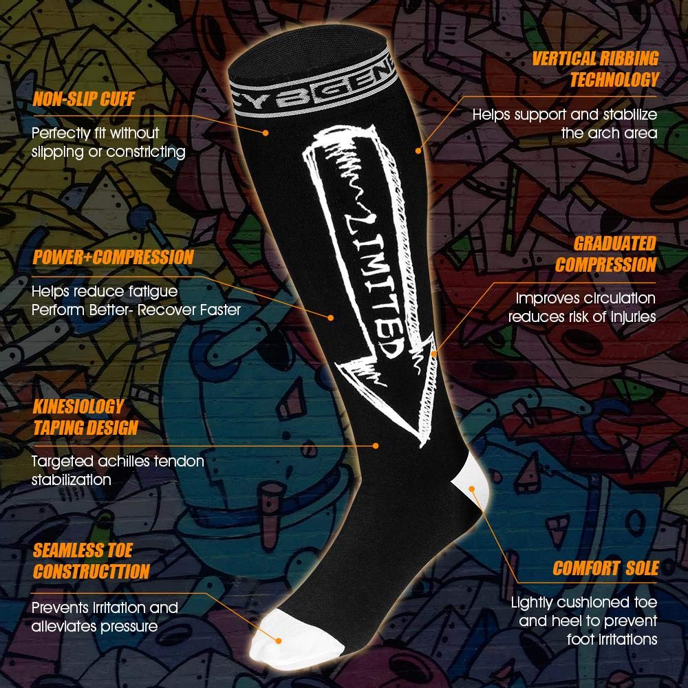 Compression Socks for Men & Women (15-20mmHg), Swag Calf Knee High Graduated Compression...