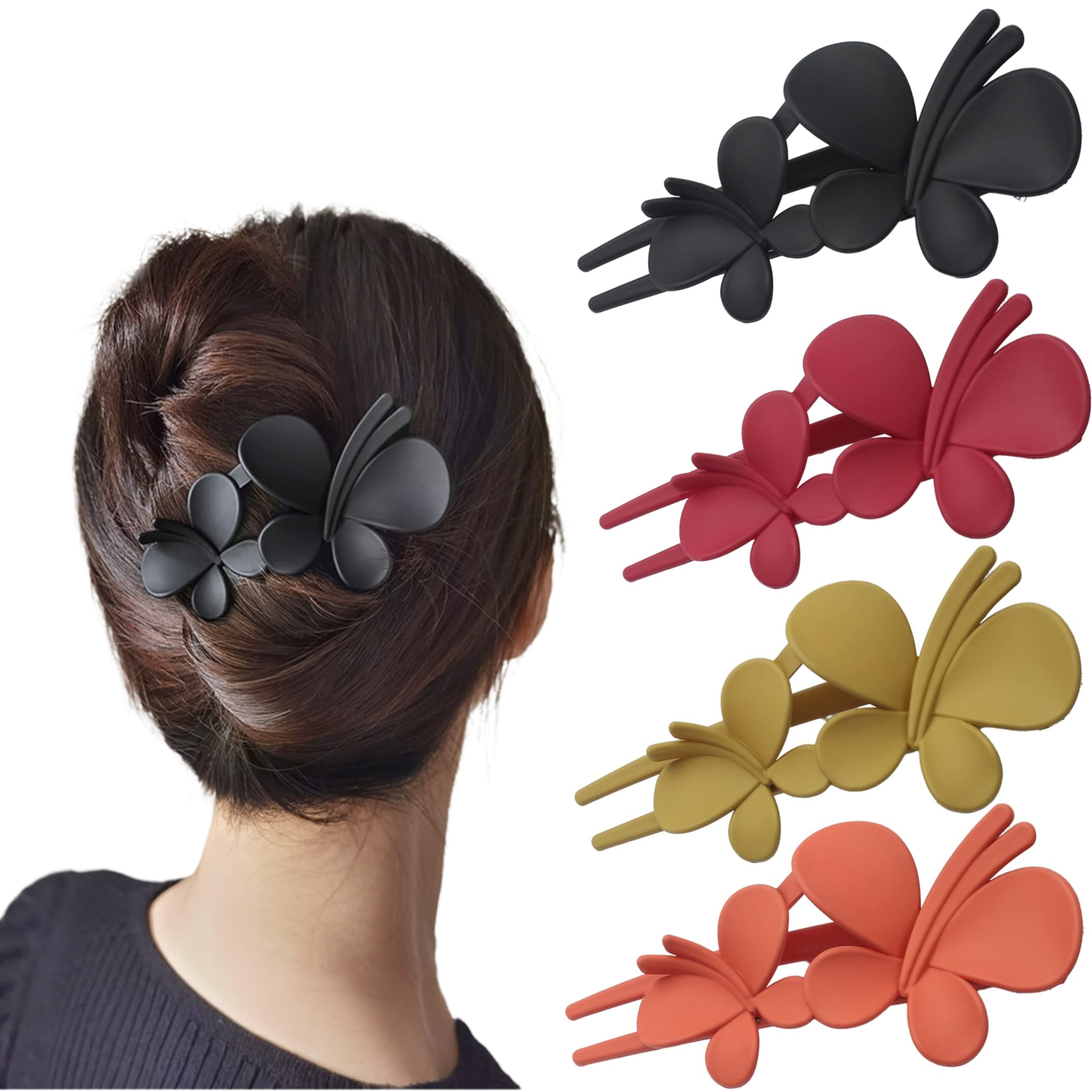 Hair Clip Butterfly Hair Clips Women's Large Matt Duckbill Hair Clip Crocodile Hair Pin for Women Girls (Pack of 4) — image 1