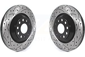 DS-One Rear Coated Drilled Slotted Disc Brake Rotors Pair Replacement For Volkswagen Atlas CC Passat GTI Audi Golf R S3 Q3 A3 Arteon R32 RS3 TTS Quattro TT RS Cross Sport KD-100413