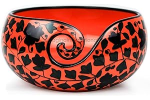 Nagina International Ceramic Attractively Hand Painted Gorgeous Stoneware Yarn Ball Storage Bowl With Innovative Dispensing Curl | Knitting & Crochet Accessions (Medium, Fenugreek Red)