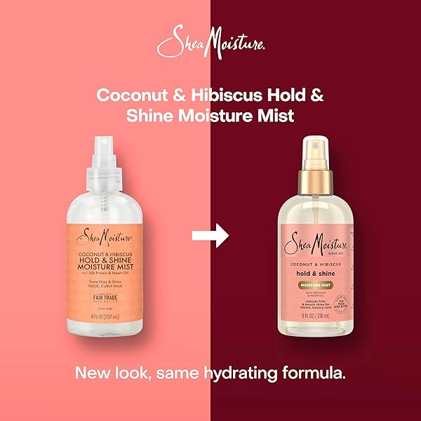 SHEAMOISTURE HOLD AND SHINE MOISTURE MIST COCONUT AND HIBISCUS FOR THICK, CURLY HAIR FOR FRIZZ CONTROL 8 OZ