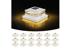 Flyingod Solar Post Caps Light, Fence Post Solar Light for 4x4 5x5 Wooden/Vinyl, Courtyard Atmosphere Warm Lighting LED with IP64 for Decorate Deck Garden Patio Porch (White, 18 Pack)