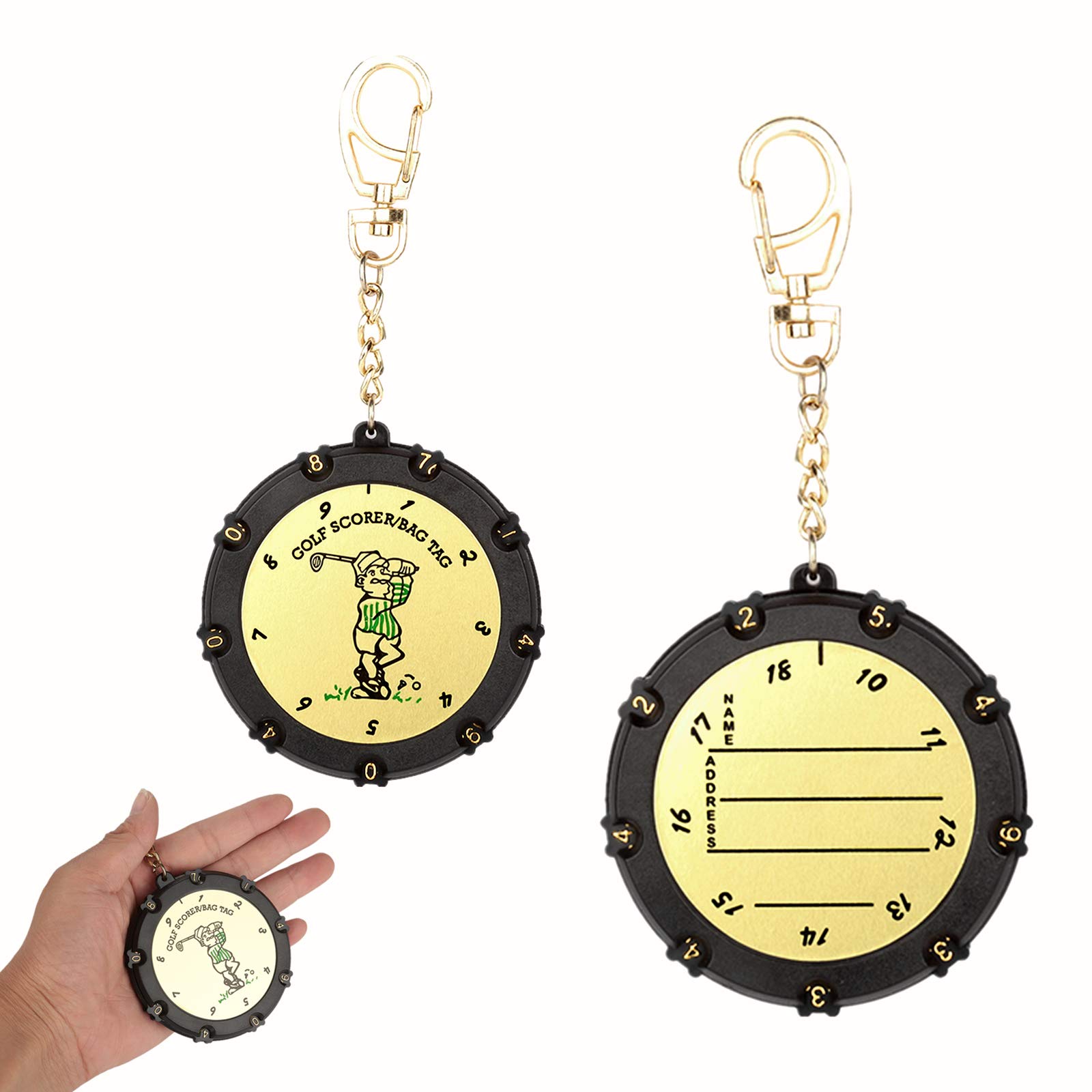 Dioche Round Scoring Tag, 18 Holes Score Stroke Counter Round Scorer with Clip Keychain, Score Counter Accessories